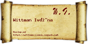 Wittman Ivána névjegykártya